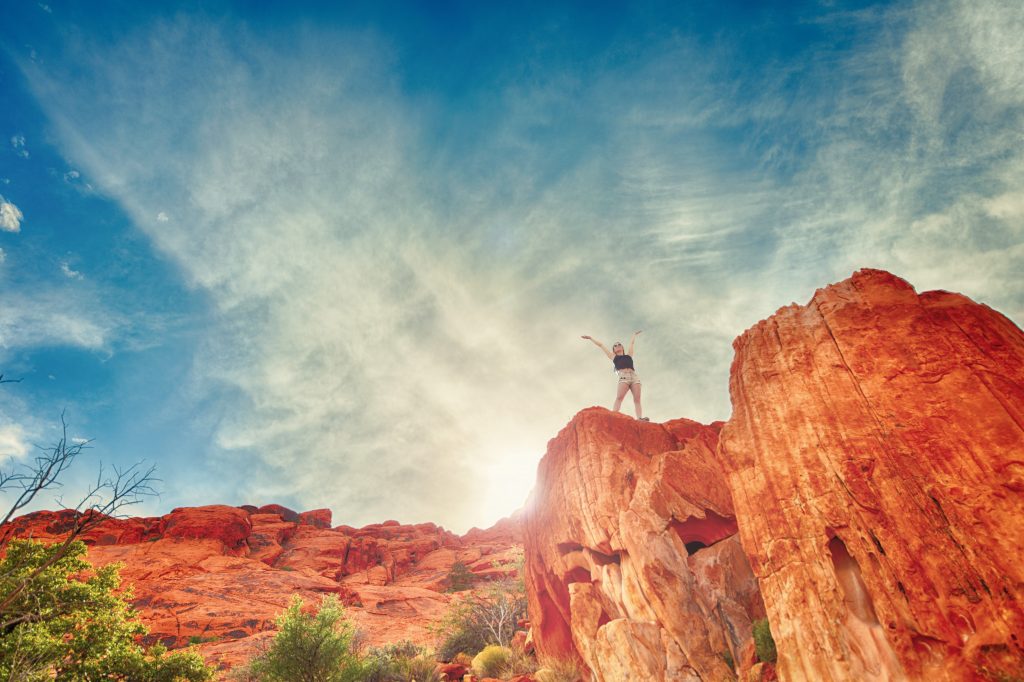 Willpower training - girl on mountain top 